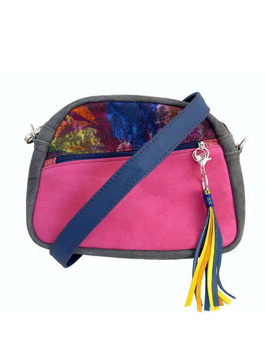 saszetka nerka ZUCHWAŁA ZOŚKA torebka skórzana kuferek chłodna zima FUKSJA SZAROŚĆ