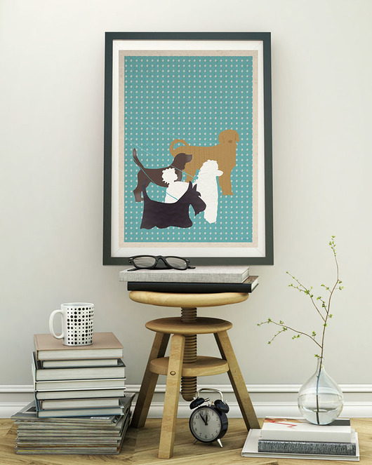 Psy na spacerze - plakat 50x70 cm fine art minimalmill