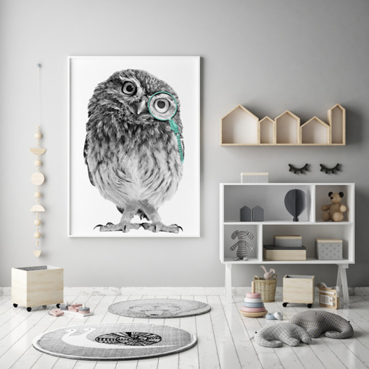 SOWA W MONOKLU PLAKAT 100x70cm Dekoracjan