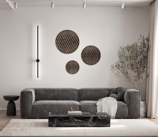 Ozdoby na ścianę Zestaw paneli ściennych Reflection - lity dąb