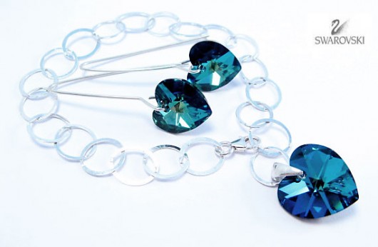 Komplet kryształ Swarovski >Bermuda Blue< Marta Latawiec
