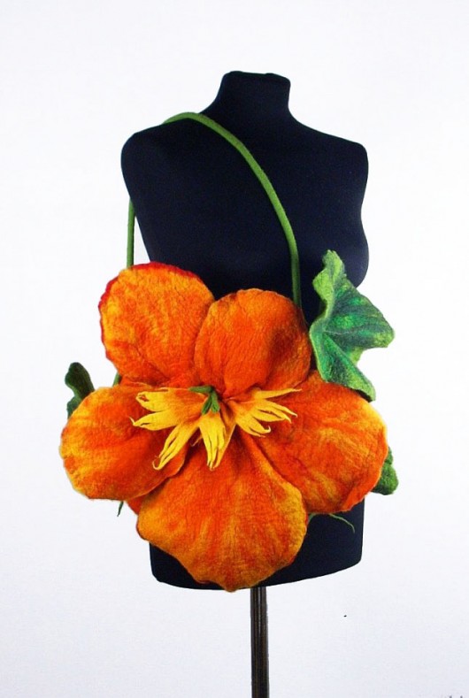 Nasturtium: Duża Jedwabnofilcowa Torebka filcant