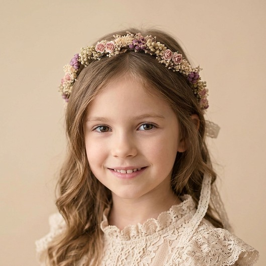 wianki komunijne Delikatny naturalny wianek - suszone kwiaty