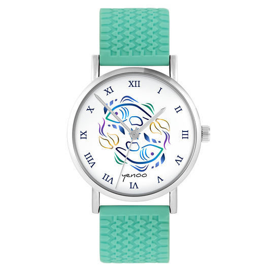 zegarki unisex Kolekcja Starlight - Ryby - silikonowy, turkus