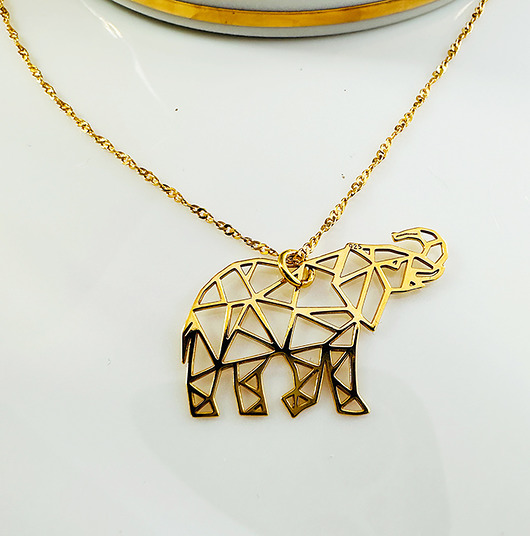 złote naszyjniki NASZYJNIK ze słoniem, słonik na szczęście