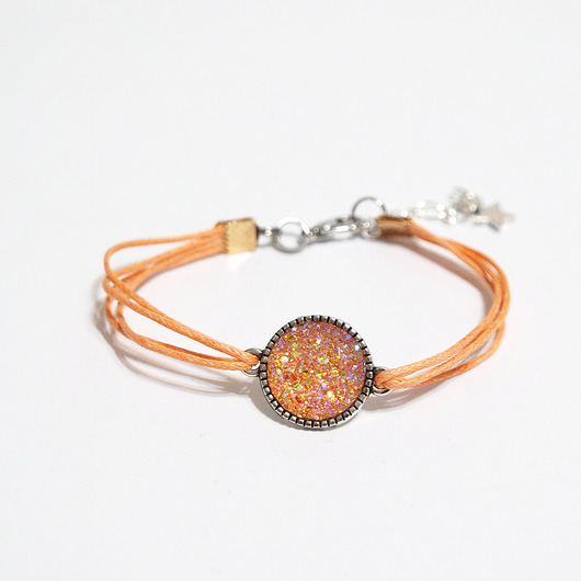 bransoletki z żywicy Bransoletka - Druzy morelowe - łososiowy