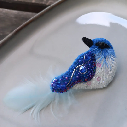 broszki Broszka niebieski ptak