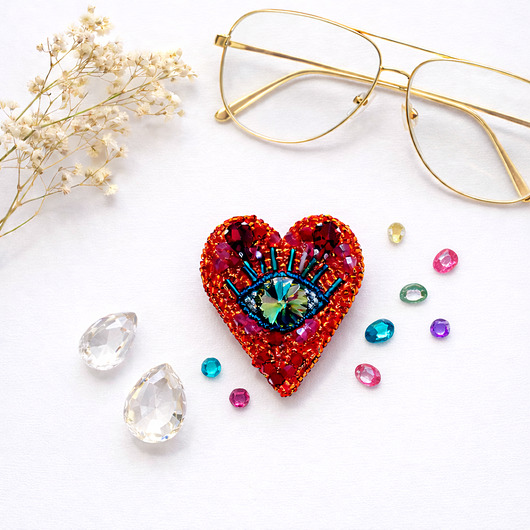 broszki Broszka Serce z okiem