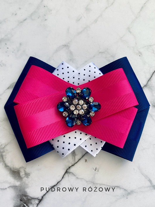 broszki Granatowa  Brosza i z kwiatem z granatowych kryształków  NEW