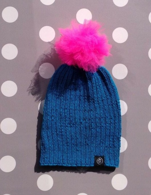 Czapeczka z tiulowym pomponem KG Handmade