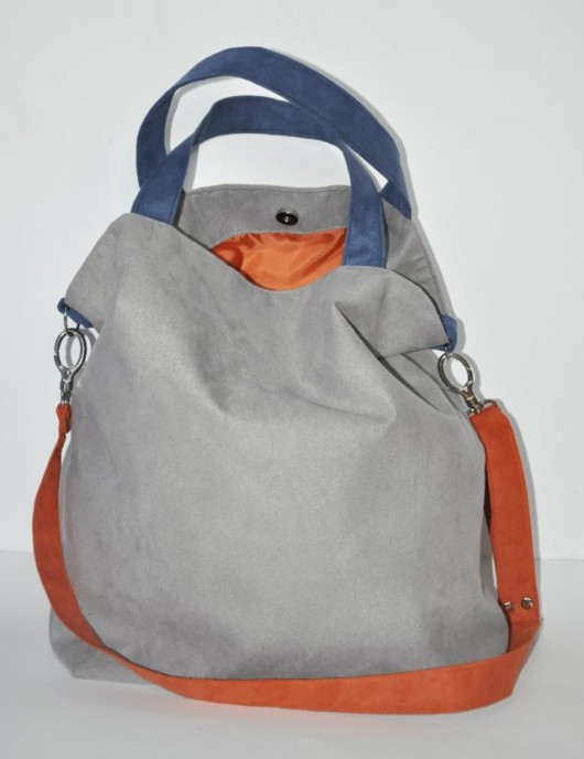 Torba hobo XXL - szarość, kobalt, pomarańcz PRACOWNIA 166