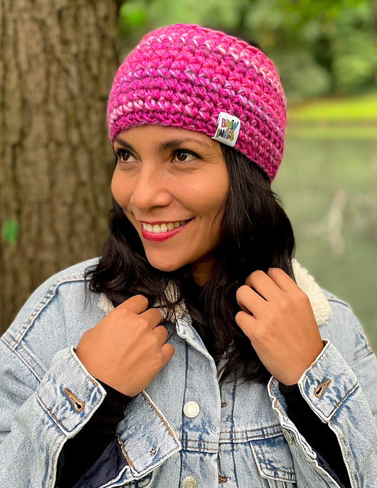 czapki damskie Opaska handmade Luks Malina WEŁNA 15%