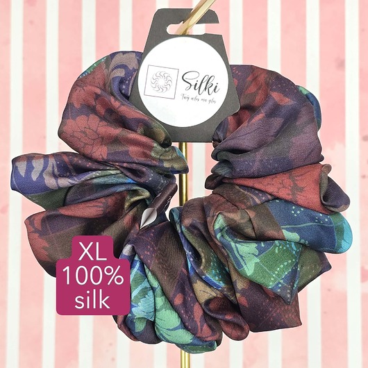 gumki do włosów XL duża gumka do włosów jedwab naturalny scrunchie brązowa kolorowa
