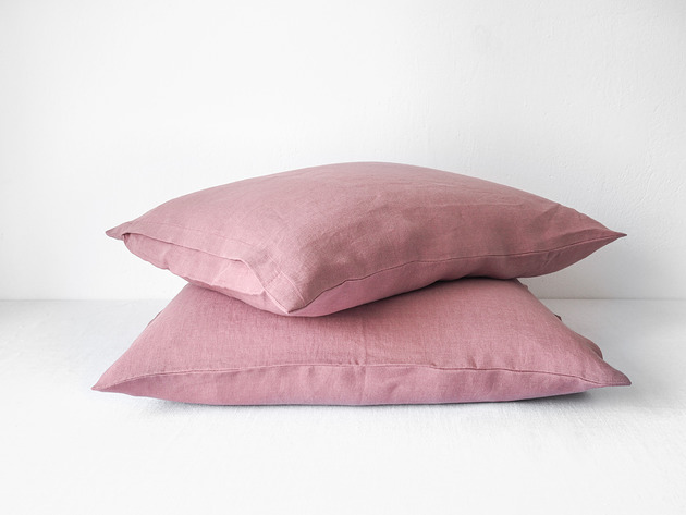 poduszki gładkie Lniana Poszewka Na Suwak DUSTY PINK