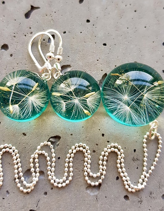 zestaw-dmuchawce w żywicy Grol Jewellery