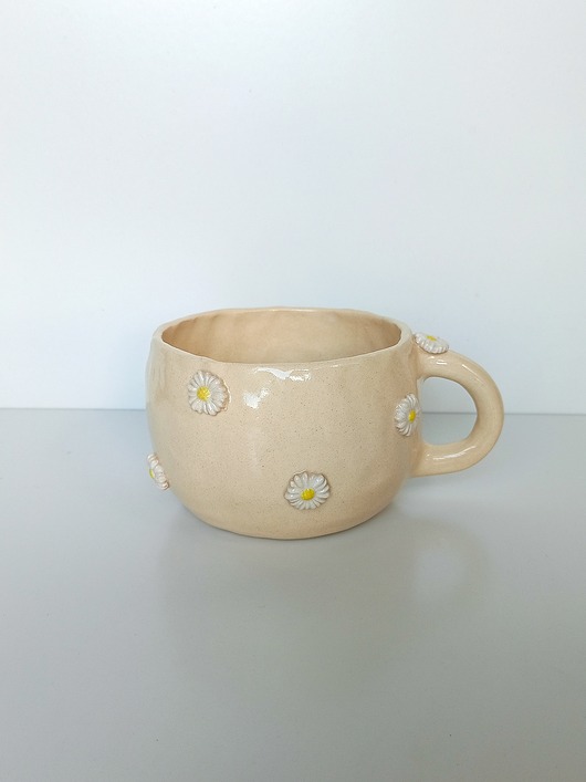 kubki Ceramiczny ręcznie robiony kubek w stokrotki 3d
