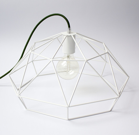 Geometryczna lampa wisząca biała hexal design