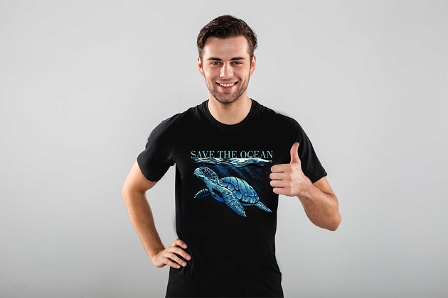 t-shirty męskie Koszulka organiczna z nadrukiem Save the ocean