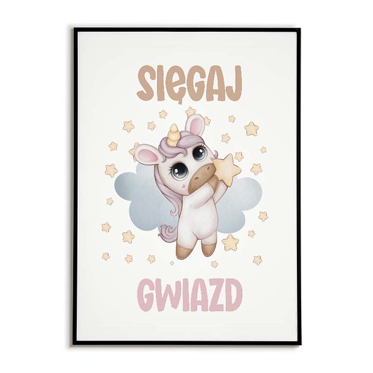 plakaty Plakat  JEDNOROŻEC dla dziecka SIĘGAJ GWIAZD