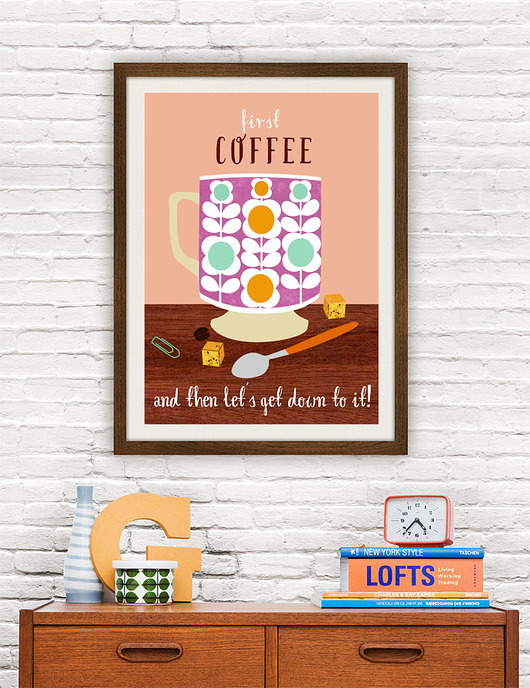 plakaty First Coffee - plakat kuchenny art giclee