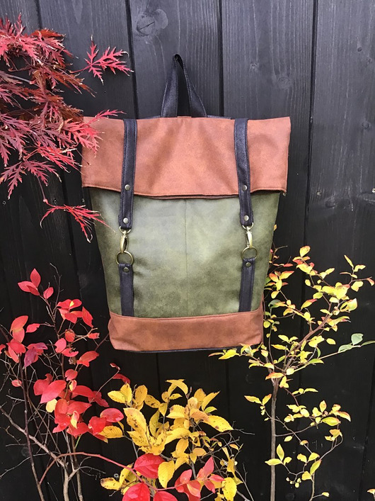 plecaki Plecak  włóczykija - cynamon, zieleń, czekolada