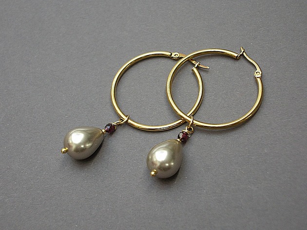 kolczyki pozłacane Kolczyki pozłacane Pearls /beige/ perły vol. 4