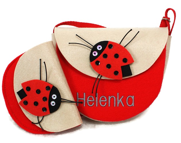 Torebeczka z imieniem plus portfelik biedronka Made by Joan