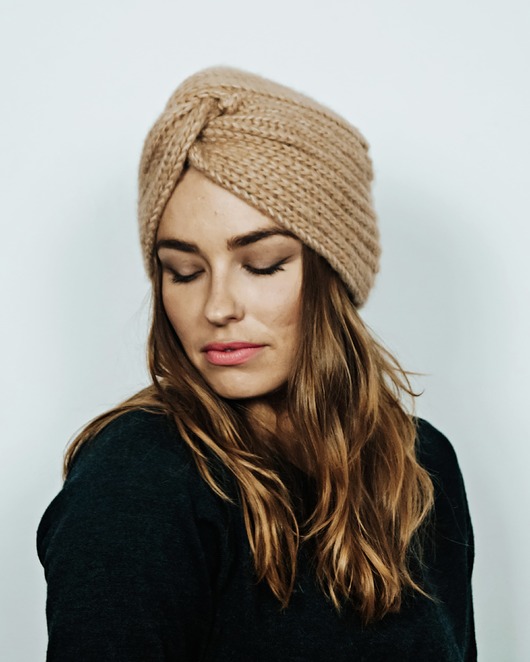 czapki damskie TURBAN ARA - wełna merino i bawełna czesana