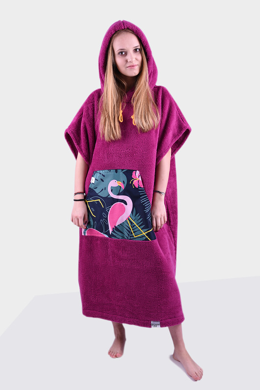 szlafroki damskie Surfponcho HugMe fuksja flaming