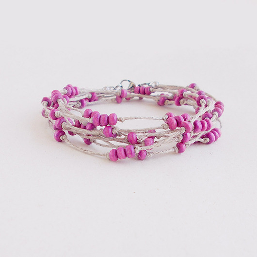 bransoletki drewniane Fiolet Orchidea Bransoletka lniana NATURE