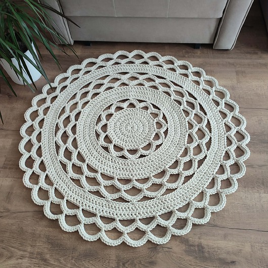 dywany Dywan okrągły ze sznurka bawełnianego szydełkowy 100cm