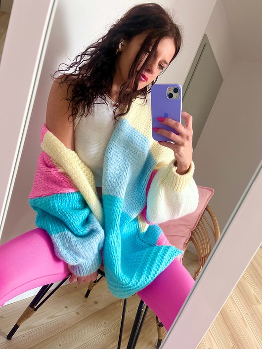 kardigany damskie Kolorowy Sweter Damski Pastelowy