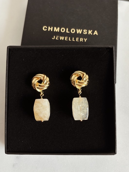 kolczyki z mosiądzu Kolczyki  z cytrynem