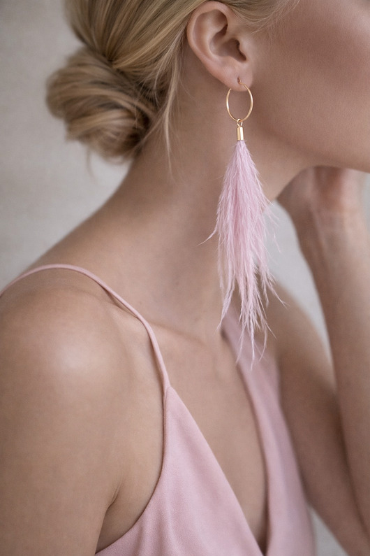 kolczyki z piórami Kolczyki z piór Kwarc