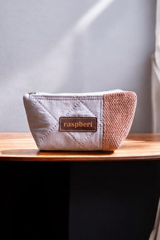 kosmetyczki Mini szaro-różowa kosmetyczka