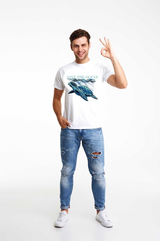Koszulka organiczna z nadrukiem Save the ocean ART ORGANIC