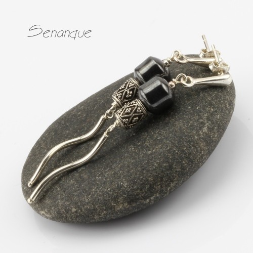 Graphite Bali - srebrne kolczyki z hematytem Senanque