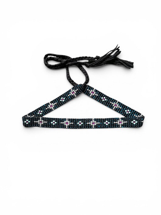chokery Folkowy choker z koralików z motywem gwiazdy, naszyjnik handmade