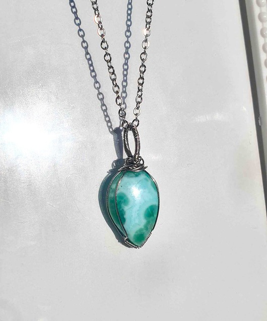 wisiory Larimar- naszyjnik z kamieniem naturalnym