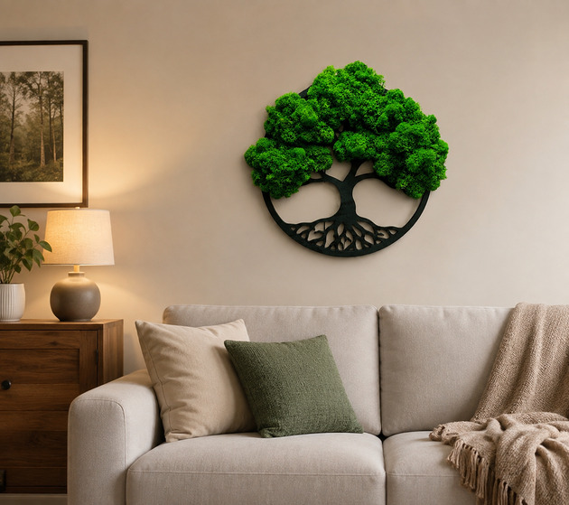 Ozdoby na ścianę Mech chrobotek dekoracja ażurowa obraz drzewko bonsai