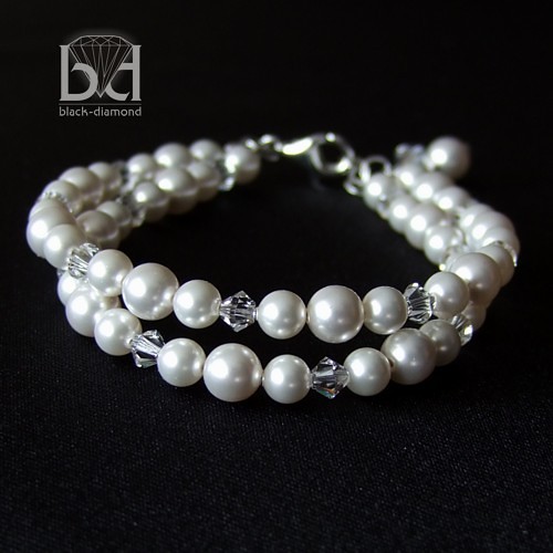 Dwurzędowa bransoletka kryształ Swarovski Black Diamond