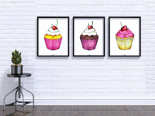 Zestaw 3 plakatów  "Muffinki" Joanna Klupś