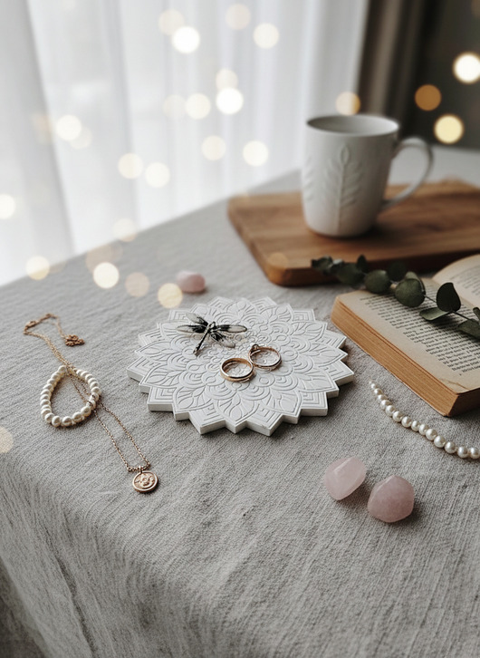 pojemniki na biżuterię Podstawka mandala na biżuterię z gipsu polimerowego