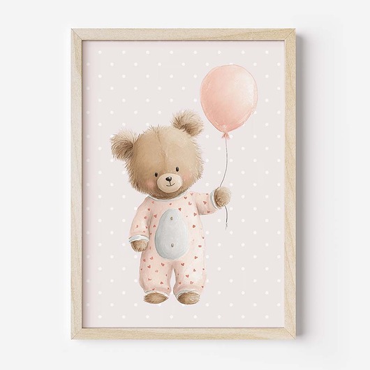 obrazy i plakaty do pokoju dziecięcego Plakat Na Ścianę Dla Dziewczynki Różowe misie nr. 9