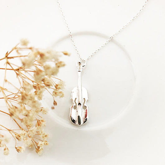 srebrne naszyjniki Naszyjnik ze skrzypcami, skrzypce prezent