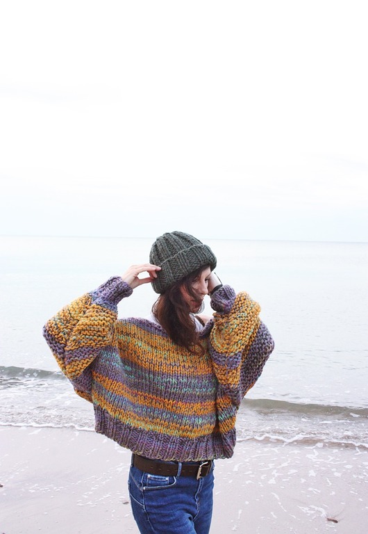 swetry damskie  Sweter handmade  melanż  z wełną