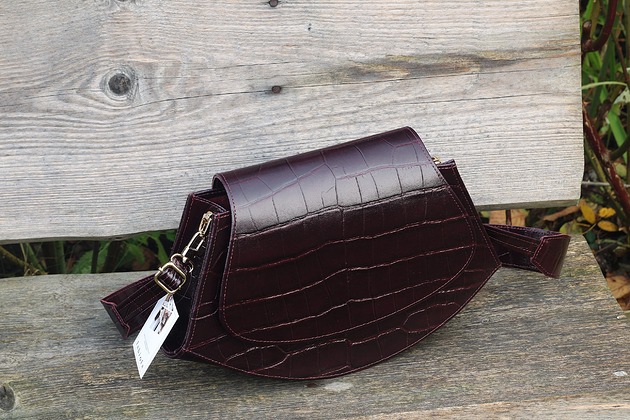 torby na ramię Torebka Skórzana ASTRID S burgundowa śliwka CroCo GOLD