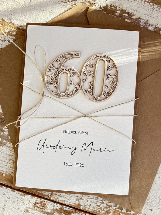 kartki scrapbooking Wyjątkowa personalizowana kartka ręcznie robiona na 60 urodziny, pomysł na pr