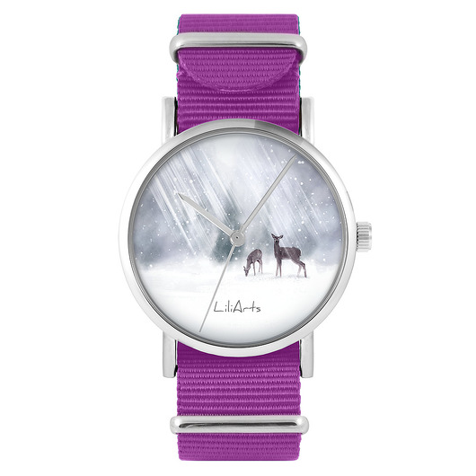 zegarki damskie Zegarek - Sarenki - amarant, nylonowy