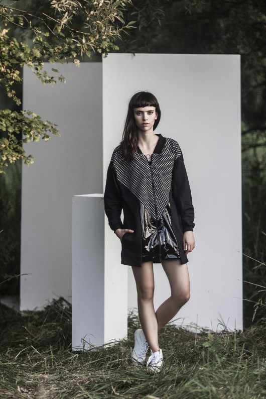Black and check zip through A2